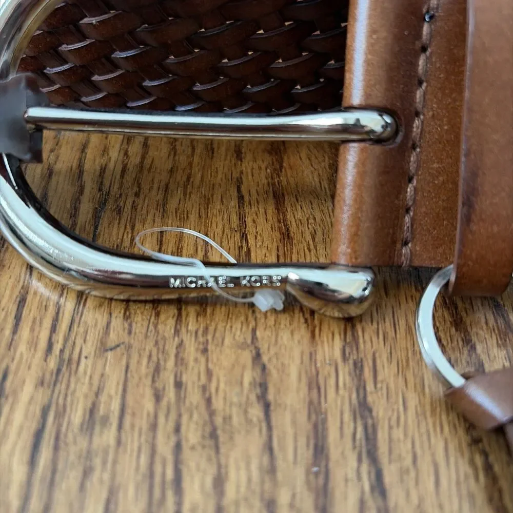 Michael Kors Braided Genuine Leather Belt Boho Brown Women's Small New With Tags
